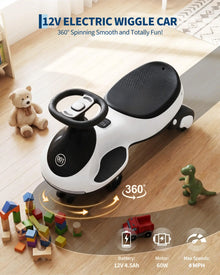 12V Electric Wiggle Car for Kids, 2-in-1 Ride-On Swing Car with Pedal, Flashing Wheels, Music & Anti-Rollover Design