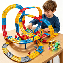 156PCS DIY Flexible Track Blocks Toy, Kids Building Track Set with Cars, Creative Construction & Educational Toy Gift