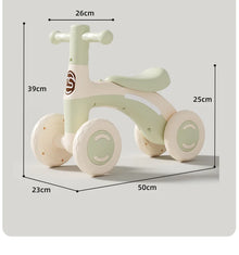 Baby Balance Bike for Toddlers, 4-Wheel Ride-On Walker with Silent Wheels, Anti-Tip Design, Balance Training Toy