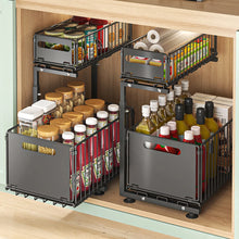 2-Tier Under Sink Organizer, Adjustable Pull-Out Storage Shelf for Kitchen & Bathroom Cabinets