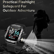 Rugged Smart Watch for Men, 2.01" HD Touchscreen with Bluetooth Calling, Voice Assistant & LED Flashlight