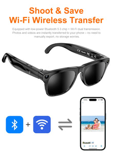 Lenovo AI Smart Glasses with 8MP Camera, Bluetooth Calling, Voice Translation & Music, Smart Sunglasses with 3 Lenses