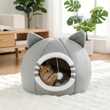 Cozy Cat Cave Bed, Cute Cartoon Pet Bed for Cats & Small Dogs, Soft Covered Sleeping House with Cushion