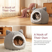 Cozy Cat Cave Bed, Cute Cartoon Pet Bed for Cats & Small Dogs, Soft Covered Sleeping House with Cushion