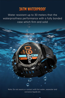 LIGE Military Smart Watch, 1000mAh Ultra-Long Battery, 1.43" AMOLED Display, 5ATM Waterproof, Bluetooth Calling, Sports Watch with Flashlight