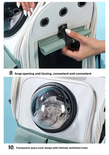 Space Capsule Pet Carrier Backpack, Breathable Cat & Small Dog Travel Bag, Portable Pet Backpack with Transparent Window
