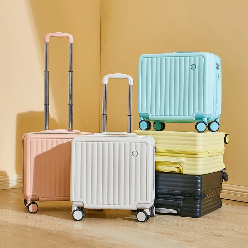 18-Inch Carry-On Suitcase, Lightweight Travel Luggage with Quiet Spinner Wheels, Secure Password Lock & Telescopic Handle