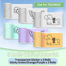 Phomemo T02/M02X Colorful Thermal Sticker Paper Roll Self-adhesive Black Character on Mint Green/Purple/Orange,50mm x 3.5m