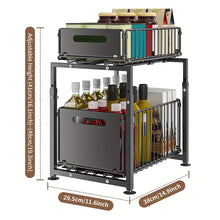 2-Tier Under Sink Organizer, Pull-Out Storage Basket for Kitchen & Bathroom Cabinets