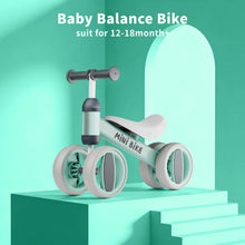 Baby Balance Bike for 12–18 Months, 4-Wheel No-Pedal Toddler Bike with Adjustable Seat, First Ride-On Toy