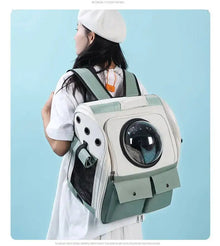 Space Capsule Pet Carrier Backpack, Breathable Cat & Small Dog Travel Bag, Portable Pet Backpack with Transparent Window