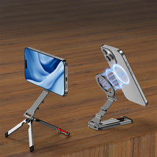 Magnetic Phone Tripod Stand, Adjustable Foldable Phone Holder for iPhone 12–17 Series, MagSafe Compatible