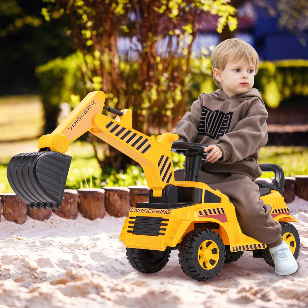 Kids Ride-On Excavator Toy with Adjustable Shovel & Realistic Engine Sounds