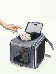 Pet Bicycle & Motorcycle Carrier Bag, Portable Cat & Small Dog Travel Backpack with Breathable Mesh