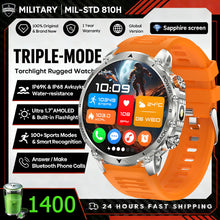 1400mAh Outdoor GPS Smart Watch, 1.7" AMOLED Display, Bluetooth Calling, IP68 Waterproof, 100+ Sports Modes & LED Flashlight