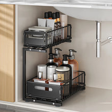 2-Tier Under Sink Organizer, Adjustable Pull-Out Storage Shelf for Kitchen & Bathroom Cabinets