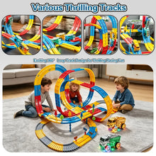 156PCS DIY Flexible Track Blocks Toy, Kids Building Track Set with Cars, Creative Construction & Educational Toy Gift