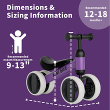 Baby Balance Bike for 12–18 Months, 4-Wheel No-Pedal Toddler Bike with Adjustable Seat, First Ride-On Toy