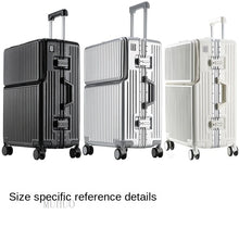 Aluminium Frame Suitcase Front Opening Cabin Luggage with USB Cup Holder Female Trolley Case Male Brake Wheel Travel Suitcase