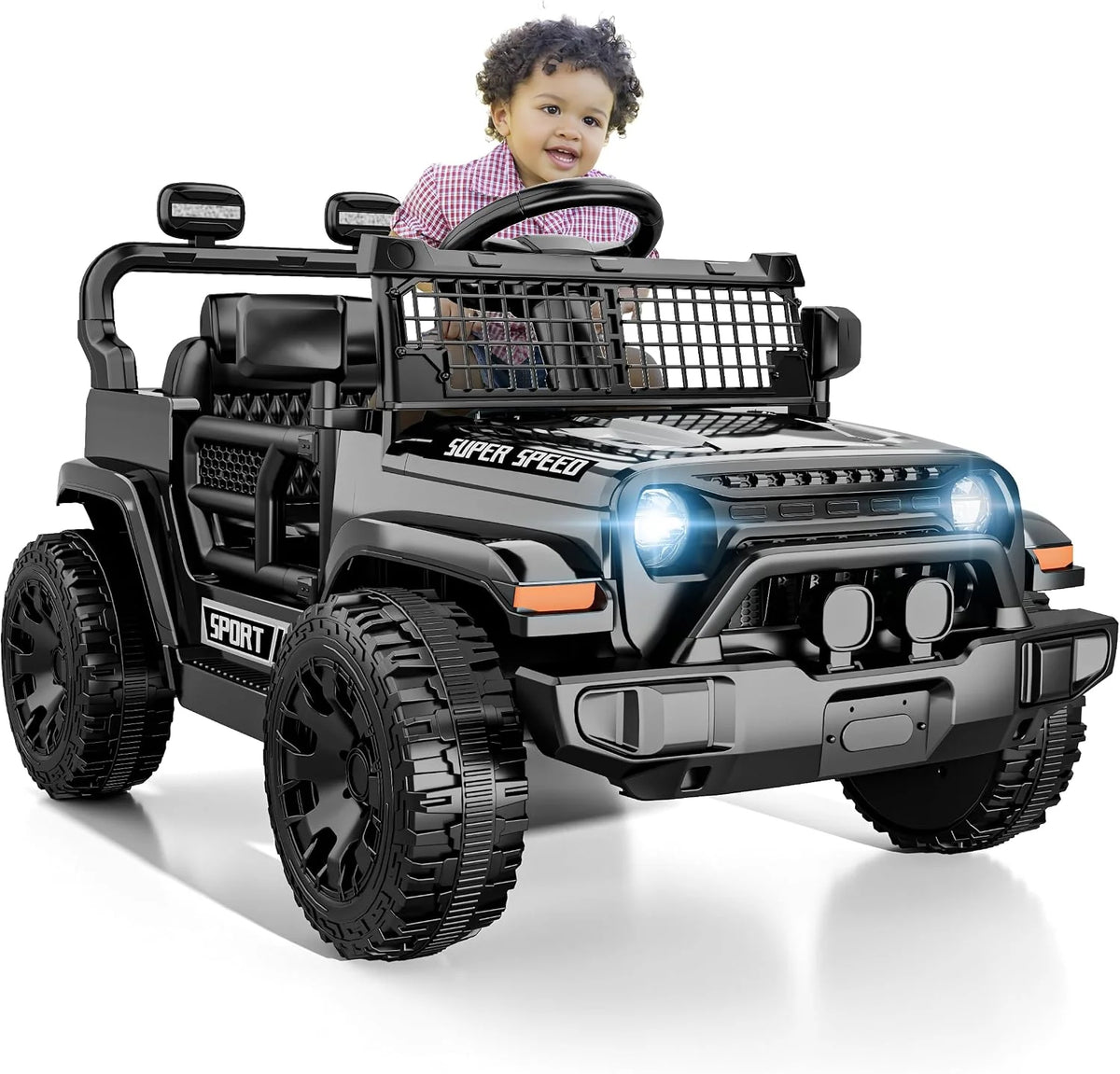 12V Kids Ride-On Car, Electric Toy Car with Parent Remote Control, Spring Suspension, LED Lights & Music