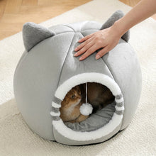 Cozy Cat Cave Bed, Cute Cartoon Pet Bed for Cats & Small Dogs, Soft Covered Sleeping House with Cushion
