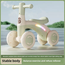 Baby Balance Bike for Toddlers, 4-Wheel Ride-On Walker with Silent Wheels, Anti-Tip Design, Balance Training Toy