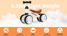 Baby Balance Bike for 12–18 Months, 4-Wheel No-Pedal Toddler Bike with Adjustable Seat, First Ride-On Toy