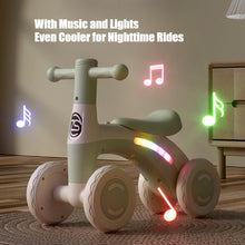 Baby Balance Bike for Toddlers, 4-Wheel Ride-On Walker with Silent Wheels, Anti-Tip Design, Balance Training Toy