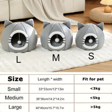 Cozy Cat Cave Bed, Cute Cartoon Pet Bed for Cats & Small Dogs, Soft Covered Sleeping House with Cushion