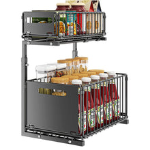 2-Tier Under Sink Organizer, Adjustable Pull-Out Storage Shelf for Kitchen & Bathroom Cabinets