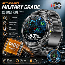 1400mAh Smart Watch for Men, Outdoor GPS Sports Watch with AMOLED Display, Bluetooth Calling, IP68 Waterproof & Flashlight