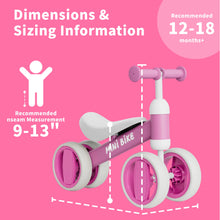 Baby Balance Bike for 12–18 Months, 4-Wheel No-Pedal Toddler Bike with Adjustable Seat, First Ride-On Toy