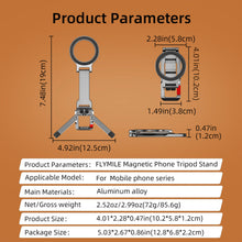 Magnetic Phone Tripod Stand, Adjustable Foldable Phone Holder for iPhone 12–17 Series, MagSafe Compatible