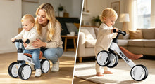 Baby Balance Bike for 12–18 Months, 4-Wheel No-Pedal Toddler Bike with Adjustable Seat, First Ride-On Toy