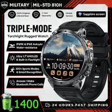 1400mAh Outdoor GPS Smart Watch, 1.7" AMOLED Display, Bluetooth Calling, IP68 Waterproof, 100+ Sports Modes & LED Flashlight