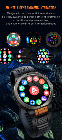 LIGE Military Smart Watch, 1000mAh Ultra-Long Battery, 1.43" AMOLED Display, 5ATM Waterproof, Bluetooth Calling, Sports Watch with Flashlight