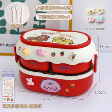 Kawaii Kids Bento Lunch Box, Cute Portable School Lunch Container with Compartments, Microwave Safe Food Storage Box