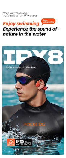 POLVCDG X16 Bone Conduction Swimming Headphones, IPX8 Waterproof, 32GB Memory, Bluetooth 5.4 Sports Earphones