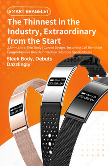 Ultra-Thin Smart Bracelet, Fitness Tracker with Heart Rate & Blood Oxygen Monitoring, Sleep Tracking, Step Counter & Sports Modes