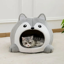 Cozy Cat Cave Bed, Cute Cartoon Pet Bed for Cats & Small Dogs, Soft Covered Sleeping House with Cushion