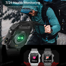 Rugged Smart Watch for Men, 2.01" HD Touchscreen with Bluetooth Calling, Voice Assistant & LED Flashlight