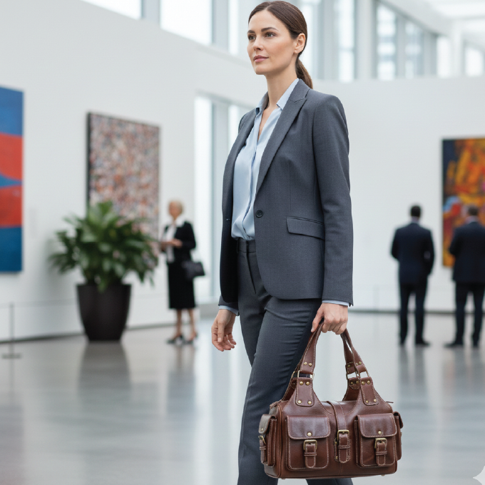 Handcrafted Genuine Leather Shoulder Bag with Multiple Pockets