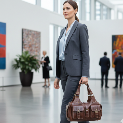 Handcrafted Genuine Leather Shoulder Bag with Multiple Pockets