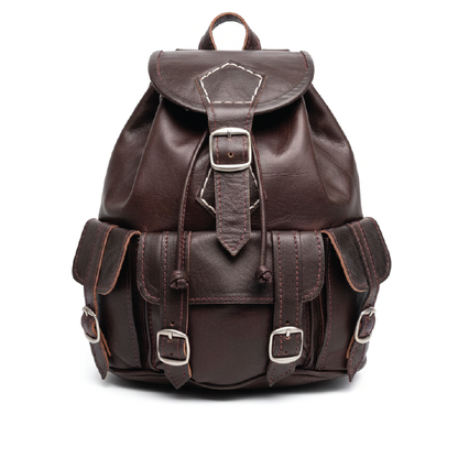 Durable Goat Leather Backpack with Multiple Pockets