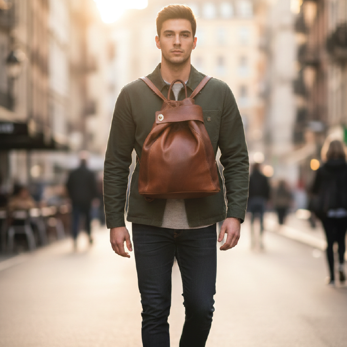 Sac à dos en cuir véritable fait main – Design intemporel et élégant