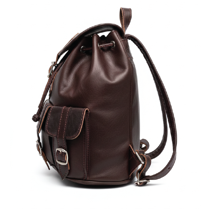Durable Goat Leather Backpack with Multiple Pockets