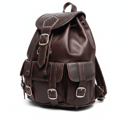 Durable Goat Leather Backpack with Multiple Pockets