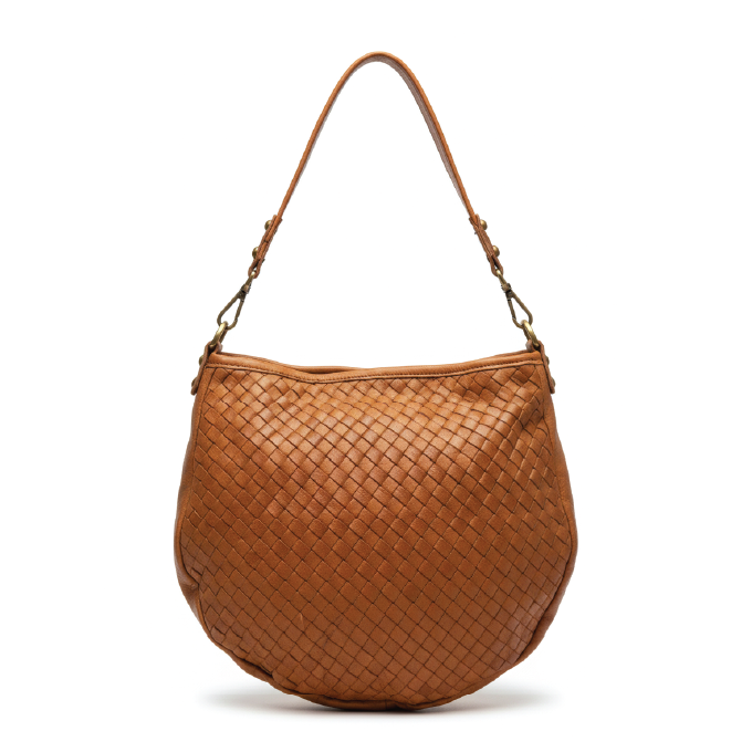 Woven Goat Leather Hobo Shoulder Bag