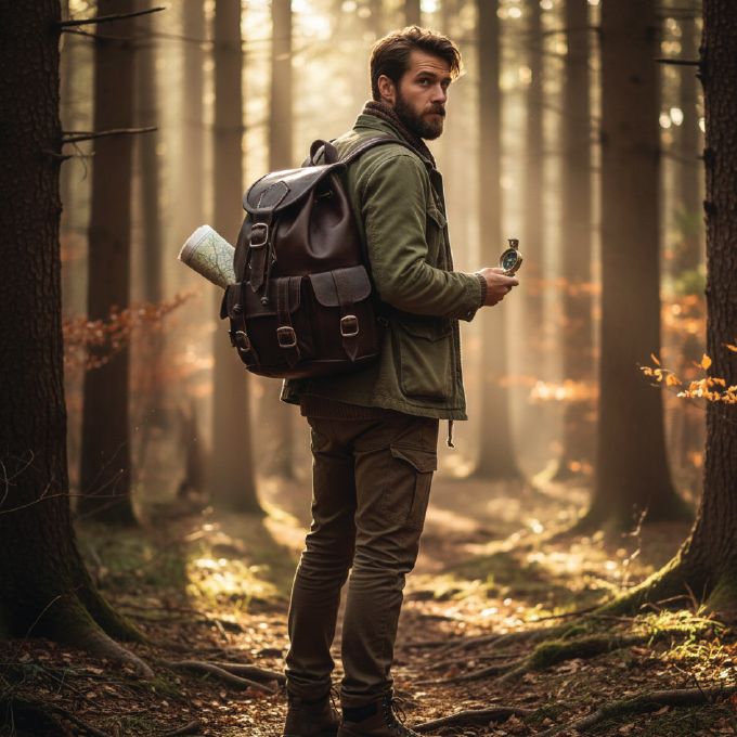 Durable Goat Leather Backpack with Multiple Pockets