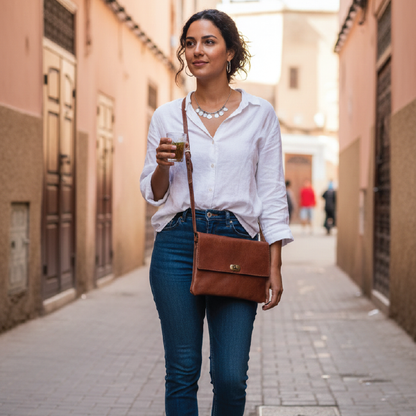 Bolso bandolera minimalista de piel de cabra